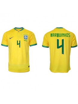 Billige Brasil Marquinhos #4 Hjemmedrakt VM 2022 Kortermet